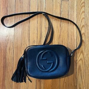 Authentic: Gucci Black Pebbled Calfskin Leather Small Soho Disco